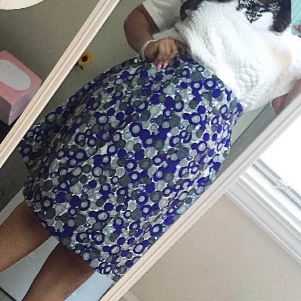 blue and gray skirt